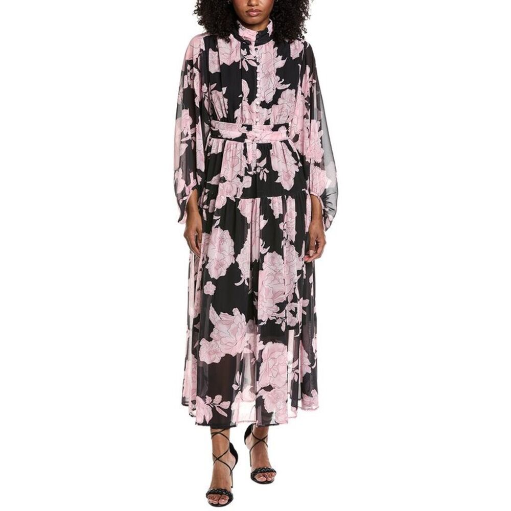Beulah Womens  Printed Midi Dress, Black